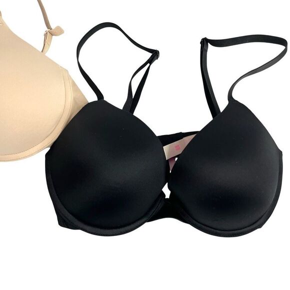 PINK Victoria Secret push up bras Set of 2 Size 32C‎ nude black - Picture 3 of 13